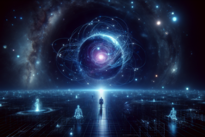 Representación digital del universo y agujeros de gusano.